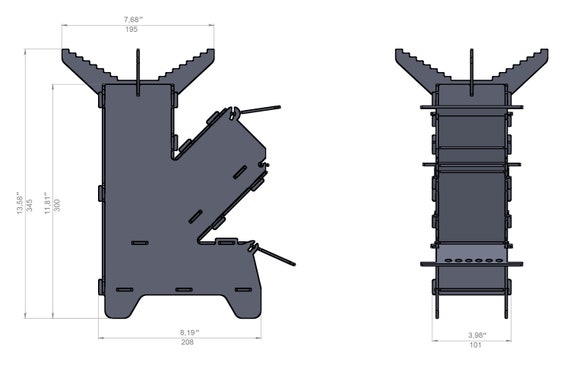Stufa a razzo mini V1 disegni in formato DXF. Stufa portatile pieghevole e  ripiegabile Canestro Pieghevole, Fornello da campeggio a legna -  Italia