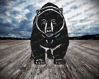 Bear V7. Vector art file. Digital files dxf, svg, png, ai, eps, cdr for plasma, laser, waterjet, CNC, as well as for printing.