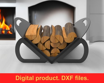 Firewood Rack V2 Rounded, DXF files for plasma, laser cutting, CNC. Portable fire log rack, Collapsible firewood holder for indoors. DIY