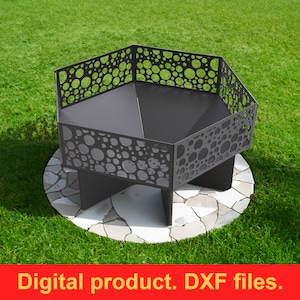 Hexagon V3 Fire Pit DXF files for plasma, laser cutting, cnc. Fire Pit Portable for Garden, Welded Fire Pit For Camping, DIY Firepit.
