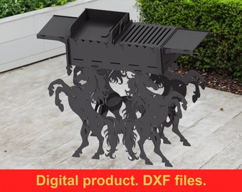 Fire Pit Horse grill DXF files for plasma, laser, CNC, Fire Pit. Mangal, Grill, Barbecue, Firepit bbq. Collapsible Fire Pit For Camping, DIY