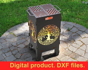 Tree of Life Fire Pit grill DXF-bestanden voor plasma, laser, CNC, Fire Pit. Mangal, grill, barbecue, vuurplaats bbq. Opvouwbare vuurplaats, doe-het-zelf