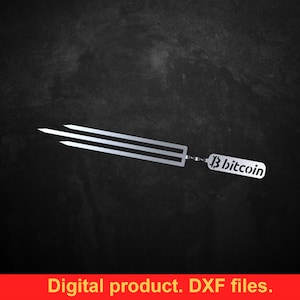 Skewers trident Bitcoin, DXF files for plasma, laser, CNC. Kebab skewers for Mangal, Grill, Barbecue, Fire pit, bbq. DIY