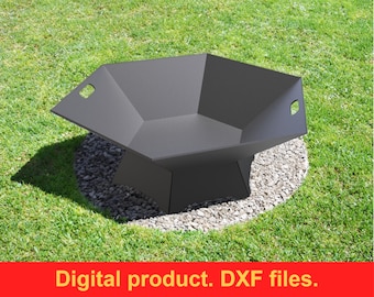 Pliki DXF Hexagon V6 Fire Pit do cięcia plazmowego, laserowego, CNC. Przenośne palenisko do ogrodu, spawane palenisko na kemping, palenisko DIY.