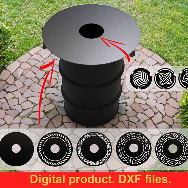 Ronde V2 Vuurplaat 80 cm voor Vuurton en Ketel Barbecue Grillplaat Plancha bbq, DXF-bestanden voor plasma, lasersnijden, CNC. Doe-het-zelf