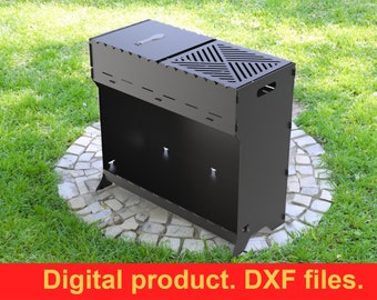 Brazier, DXF files for plasma cut, laser cut, CNC, Fire Pit. Grill, Barbecue, Firepit bbq. Collapsible Fire Pit for Camping, DIY