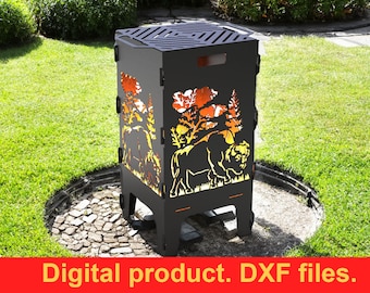 Fichiers DXF pour gril Bison Fire Pit pour plasma, laser, CNC, Fire Pit. Mangal, grill, barbecue, barbecue avec foyer. Feu de camp pliable, bricolage