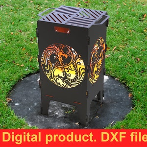 Yin and yang Fire Pit grill DXF files for plasma, laser, CNC, Fire Pit. Mangal, Grill, Barbecue, Firepit bbq. Collapsible Fire Pit, DIY