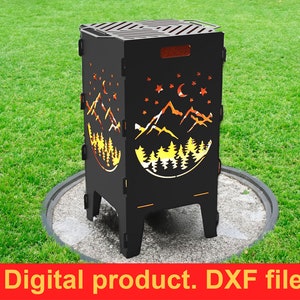 Mountains Fire Pit grill DXF files for plasma, laser, CNC, Fire Pit. Mangal, Grill, Barbecue, Firepit bbq. Collapsible Fire Pit, DIY