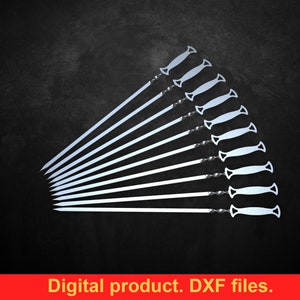 Skewers Dirk, DXF files for plasma, laser, CNC. Kebab skewers for Mangal, Grill, Barbecue, Fire pit, bbq. DIY