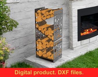 Firewood Rack V4, DXF files for plasma, laser cutting, CNC. Portable fire log rack, Collapsible firewood holder for indoors. DIY