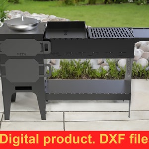 3 in 1. Pizza Oven, Stove for Cauldron and barbecue. DXF files for plasma, laser or CNC. Outdoor wood burning oven for home. DIY.