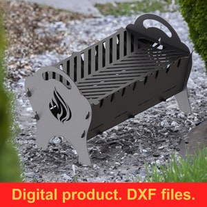 Fire pit with fire, grill DXF files for plasma, laser, CNC, Fire Pit. Mangal, Grill, Barbecue, Firepit bbq. Collapsible Fire Pit, DIY