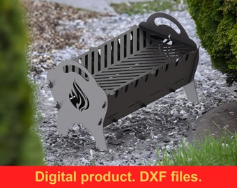 Fire pit with fire, grill DXF files for plasma, laser, CNC, Fire Pit. Mangal, Grill, Barbecue, Firepit bbq. Collapsible Fire Pit, DIY