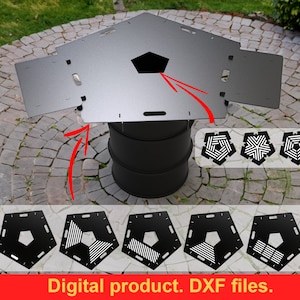Placa de Fuego Pentágono 100 cm para Barril de Fuego y Hervidor Barbacoa Plancha Plancha bbq, archivos DXF para plasma, corte por láser, CNC. bricolaje