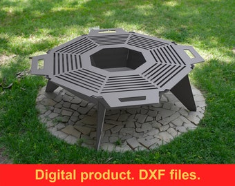 UFO Octagon Grill Fire Pit DXF-bestanden voor plasma, lasersnijden, cnc. Vuurplaats draagbaar voor tuin, gelaste vuurplaats voor kamperen, doe-het-zelf vuurplaats.