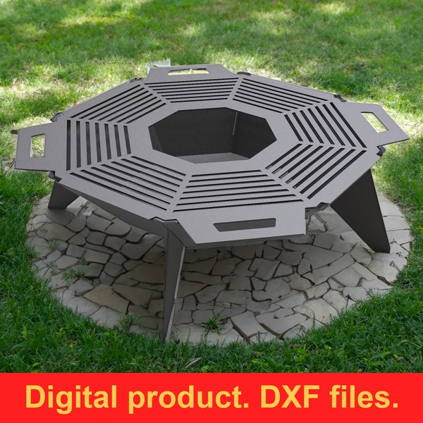 UFO Octagon Grill Fire Pit DXF files for plasma, laser cutting, cnc. Fire Pit Portable for Garden, Welded Fire Pit For Camping, DIY Firepit.