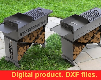 Brazier X V1, DXF files for plasma cut, laser cut, CNC, Fire Pit. Grill, Barbecue, Firepit bbq. Collapsible Fire Pit for Camping, DIY