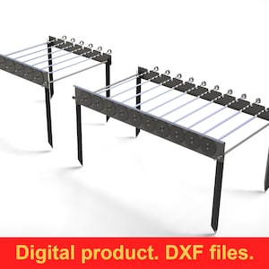 Automatic skewers barbecue Eco 70, DXF, SVG files for plasma, laser, waterjet, cnc. Rotation skewers. Portable Bbq, Grill for Camping. Diy