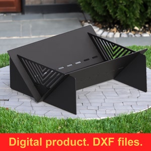 Fire Pit Quadro Line 23&quot; DXF files for plasma, laser cutting, CNC. Fire Pit for Garden, Collapsible Fire Pit For Camping, DIY Firepit.