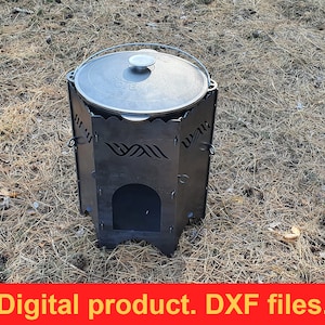 Stove for Cauldron DXF files for plasma, laser or  CNC. Camp Furnace for the Cauldron. Portable Fire Wood Stove Bowler. Campfire. DIY.
