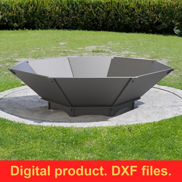 Octagon Fire Pit V2 DXF files for plasma, laser cutting, CNC. Fire Pit Portable for Garden, Collapsible Fire Pit For Camping, DIY Firepit