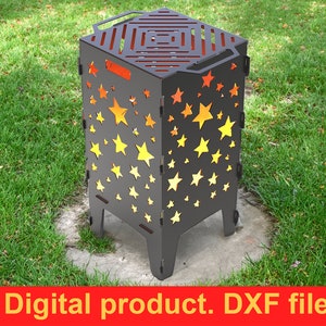 Stars Fire Pit grill DXF files for plasma, laser, CNC, Fire Pit. Mangal, Grill, Barbecue, Firepit bbq. Collapsible Fire Pit, DIY