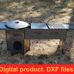 Stove for Cauldron V4 DXF files for plasma, laser or  CNC. Camp Furnace for the Cauldron. Portable Fire Wood Stove Bowler. Campfire. DIY.