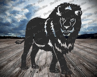 Lion V5. Vector art file. Digital files dxf, svg, png, ai, eps, cdr for plasma, laser, waterjet, CNC, as well as for printing.