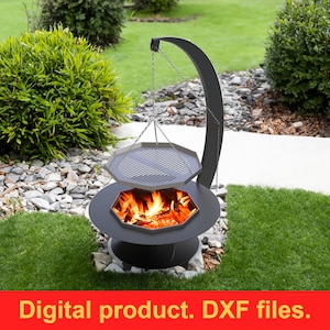 Fire Pit Crescent. DXF, SVG files for plasma, laser, waterjet cutting, cnc machines. Barbecue, bbq. Firepit. Welded Grill For Camping, DIY