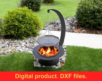 Fire Pit Crescent. DXF, SVG files for plasma, laser, waterjet cutting, cnc machines. Barbecue, bbq. Firepit. Welded Grill For Camping, DIY