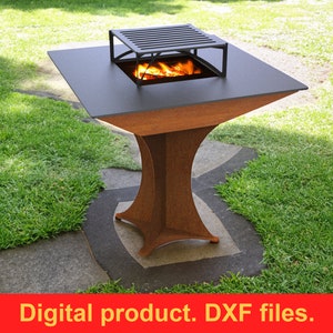 Fire pit square grill, DXF files for plasma, laser, CNC. Wood Grill, Barbecue. Firepit bbq. Outdoor campfire pit. Fire Pit For Camping, DIY