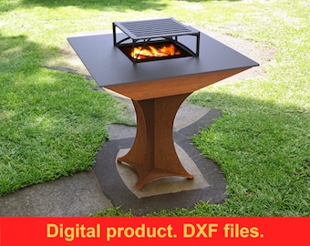 Fire pit square grill, DXF files for plasma, laser, CNC. Wood Grill, Barbecue. Firepit bbq. Outdoor campfire pit. Fire Pit For Camping, DIY