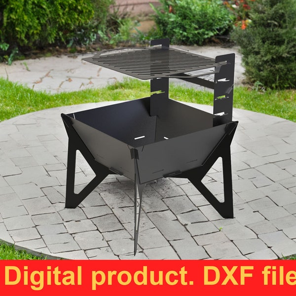 Fire Pit 24'' V3, grill DXF files for plasma, laser, CNC, Fire Pit. Mangal, Grill, Barbecue, Firepit bbq. Collapsible For Camping, DIY