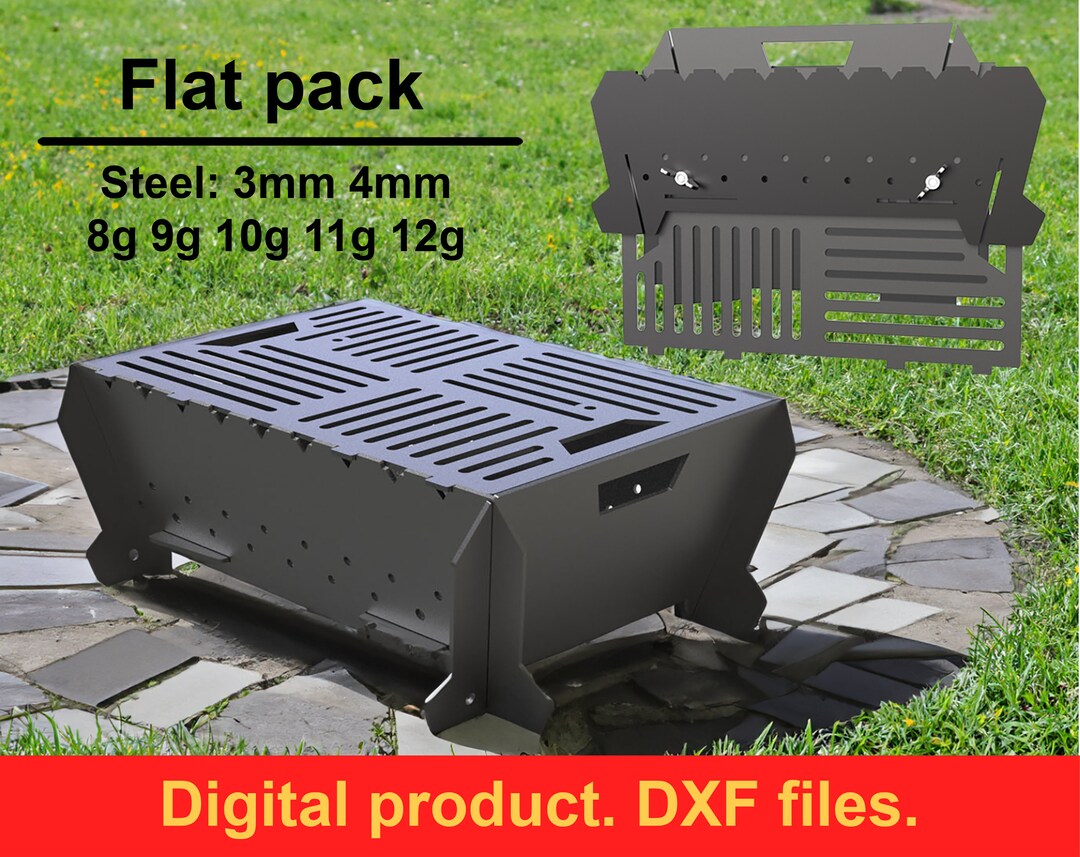 Flat Pack Grill DXF Files for Plasma Laser Cut CNC Fire Pit. Brazier Grill Barbecue Firepit Bbq. Collapsible Fire Pit for Camping DIY Etsy