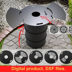 Round Fire Plate 80 cm for Fire Barrel and Kettle Barbecue Grill Plate Plancha bbq, DXF files for plasma, laser cutting, CNC. DIY