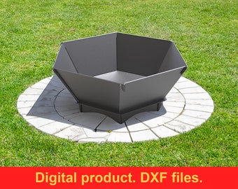 Hexagon Fire Pit V2 DXF files for plasma, laser cutting, CNC. Fire Pit Portable for Garden, Collapsible Fire Pit For Camping, DIY Firepit.