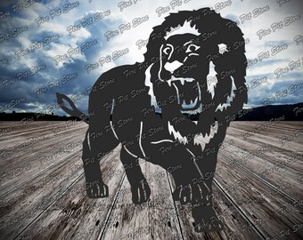 Lion V2. Vector art file. Digital files dxf, svg, png, ai, eps, cdr for plasma, laser, waterjet, CNC, as well as for printing.
