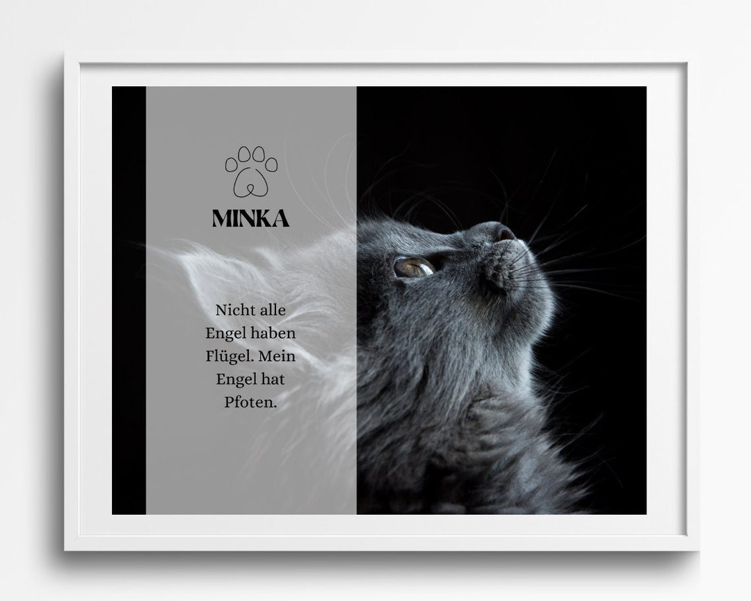 Katze Andenken Bild personalisiert, Katzenbild, Tier Erinnerung Katze, Haustier Andenken, Tier