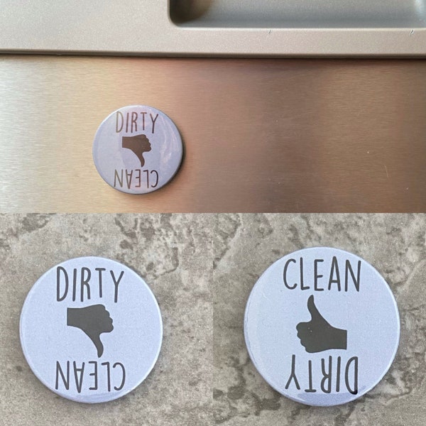 Dishwasher Clean or Dirty Status Magnet in black and grey by LDC