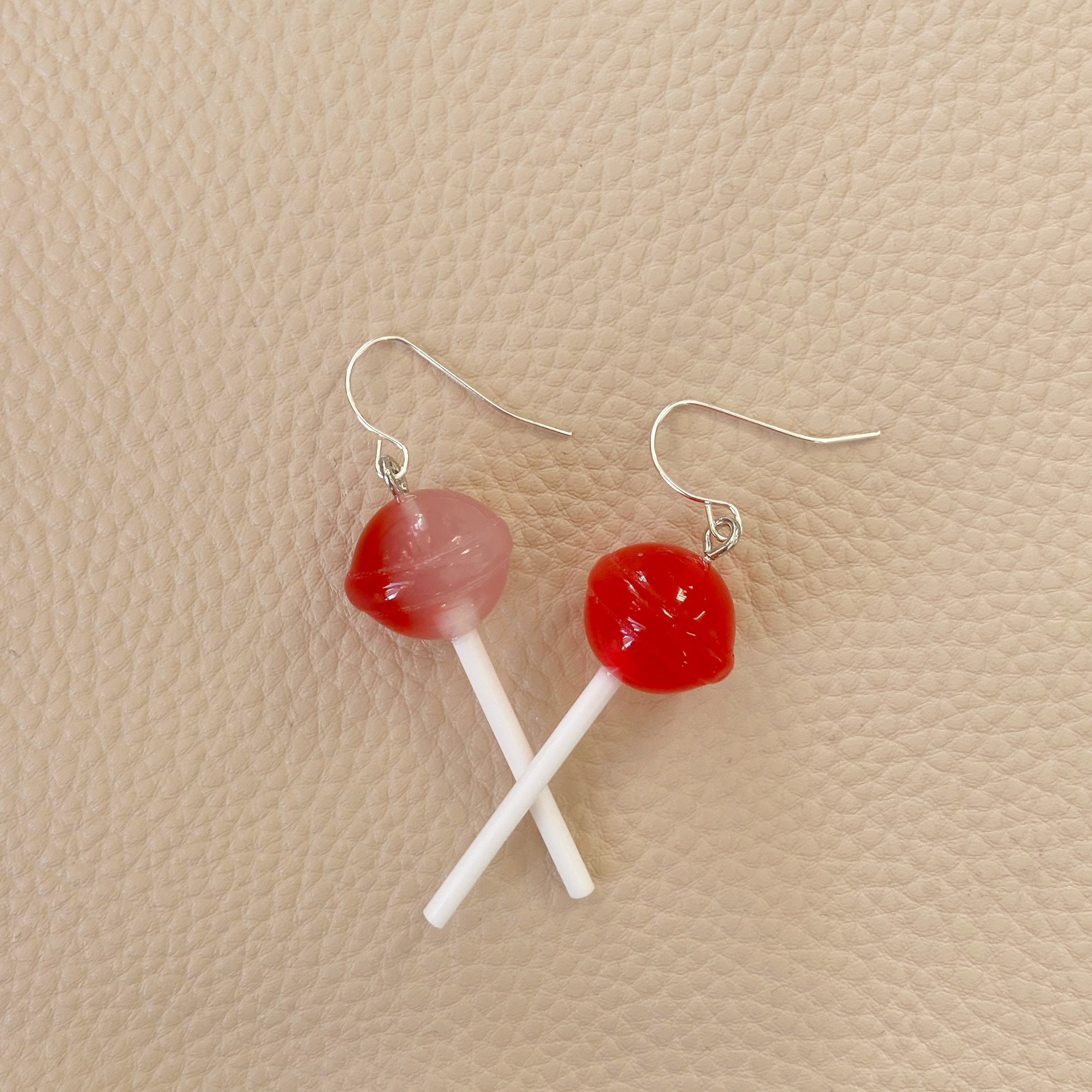 Red lollipop earrings deals