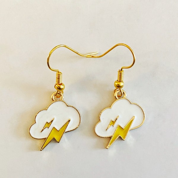 Storm Cloud Earrings, thunderstorm bad weather jewellery, retro funny kitsch accessories, unique quirky playful, perfect for grumpy days