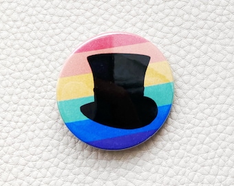Gentleman Jack Anne Lister Owner of Shibden Hall, Halifax, Top Hat and Rainbow Badge or Magnet 38mm