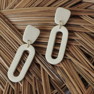 Handmade Modern Polymer Clay Earrings | Minimalist Hoops | Lightweight Hypoallergenic Titanium Posts