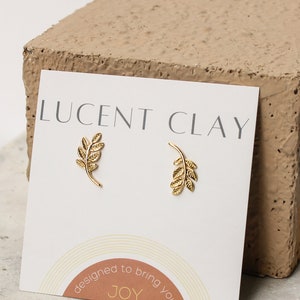 Leaf Gold Stud Earrings 18k Hypoallergenic Gift for Her Floral Nature Plant Minimalist Jewelry
