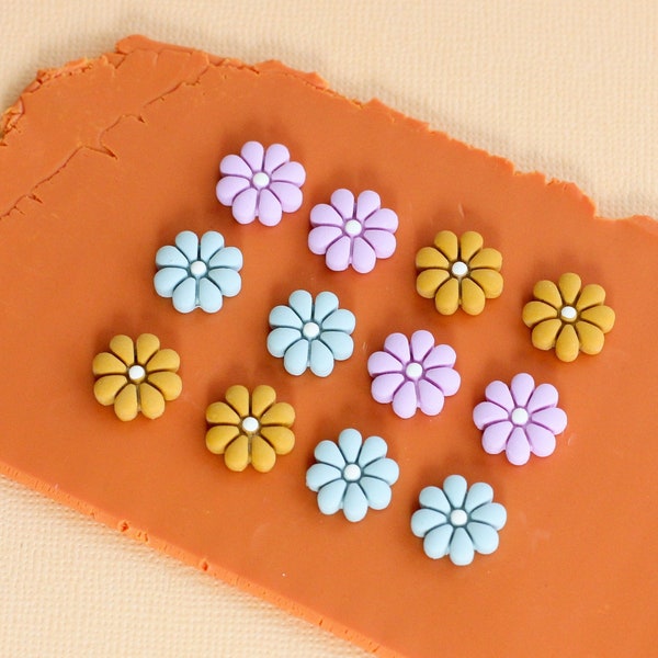 Daisy Flower Studs | Handmade Polymer Clay Earrings | Hypoallergenic Titanium | Spring Floral Dainty Studs | Lightweight | Pastel Colors