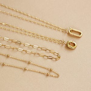 Gold Necklace Paperclip Chain Delicate Satellite 18k Tarnish Free Waterproof Adjustable Length Layering Charm Necklace Birthday Gift Mom