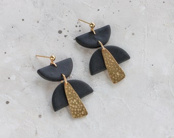 Handmade Polymer Clay Earrings | The Bea | Minimalist Earrings | Modern Statement Earrings | Brass | Lightweight Earrings | Hypoallergenic
