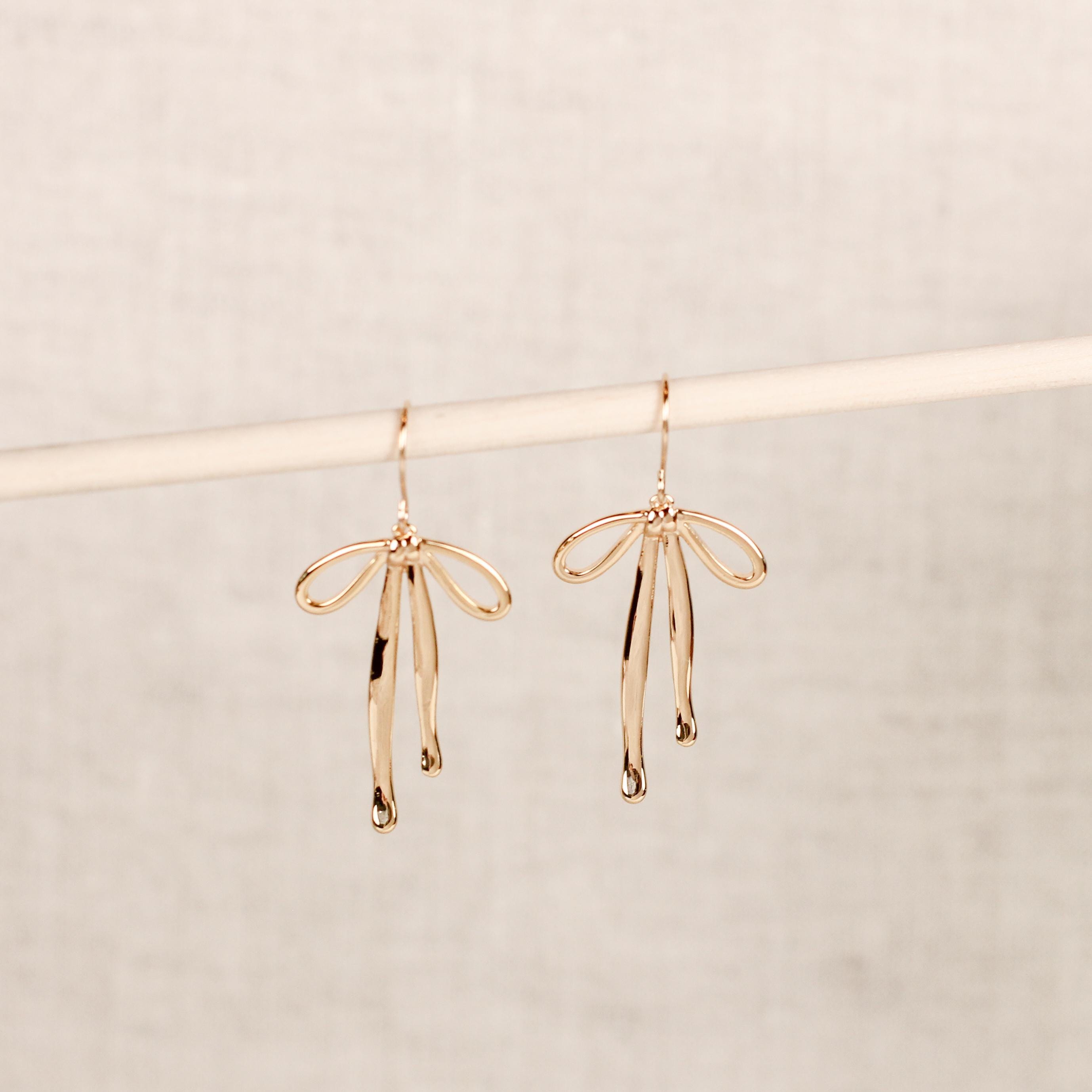 Diamond Bow Gold Duster Drop Earrings