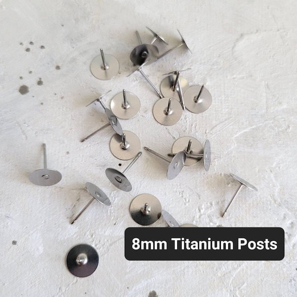 Titanium Earring Post with 8mm Pad | Hypoallergenic Earring Post | Nickel Free | 430 Stainless Steel Pad